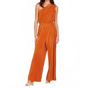 NEW ENDLESS BLU. michelle one shoulder jumpsuit in orange